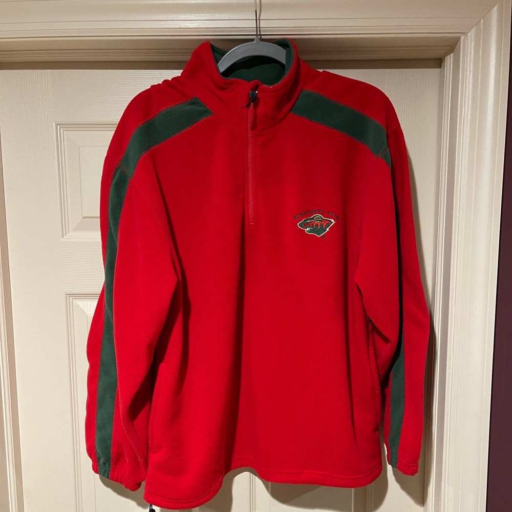 Vintage Minnesota Wild Sweater Adult Large Red Fleece NHL Hockey Pullover Mens